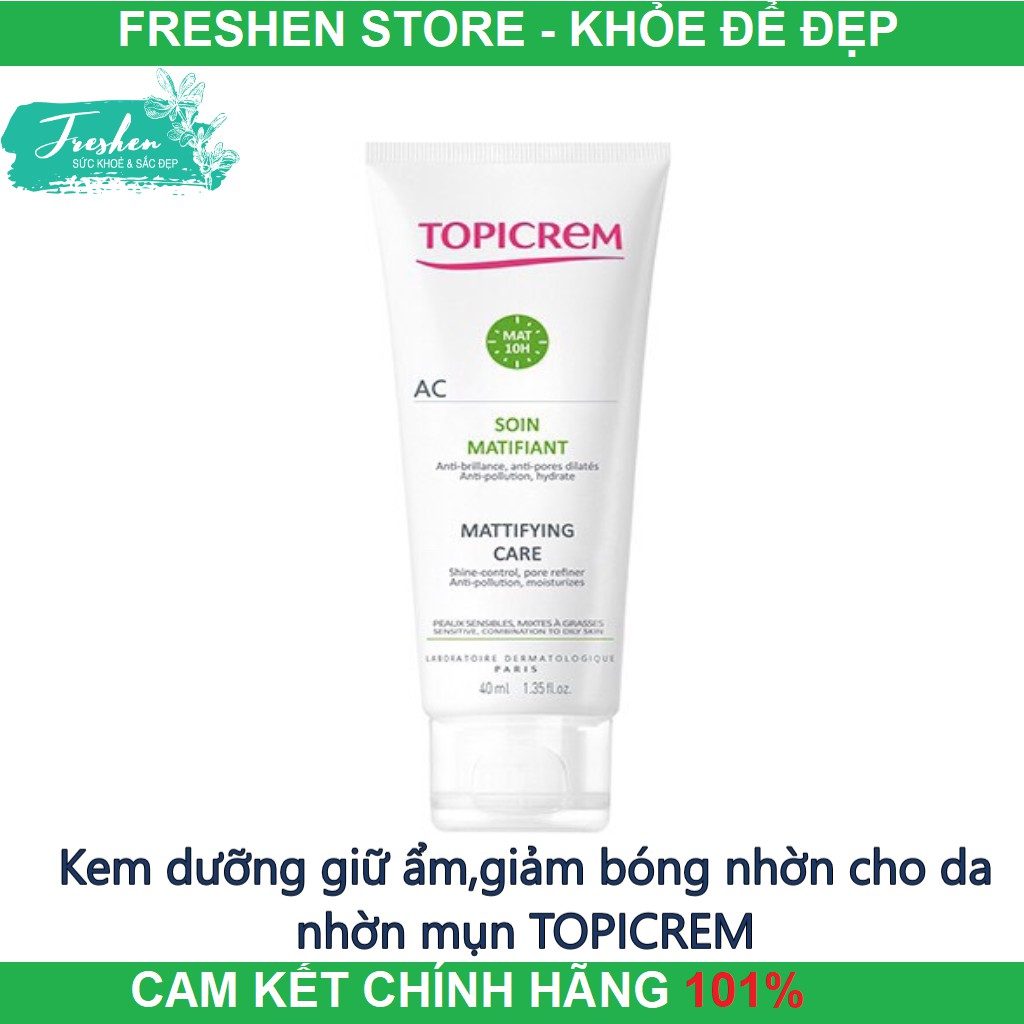 Kem dưỡng giữ ẩm, giảm bóng nhờn cho da nhờn mụn TOPICREM AC MATTIFYING CARE