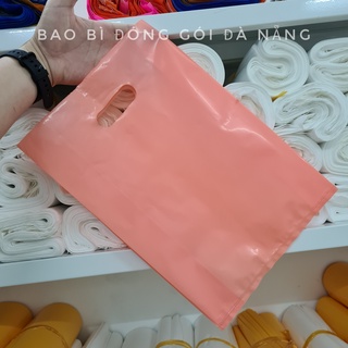 Túi Nilong Pe màu hồng đào, bao ni lông quai xách, loại dày, dẽo, mịn bóng [1kg]
