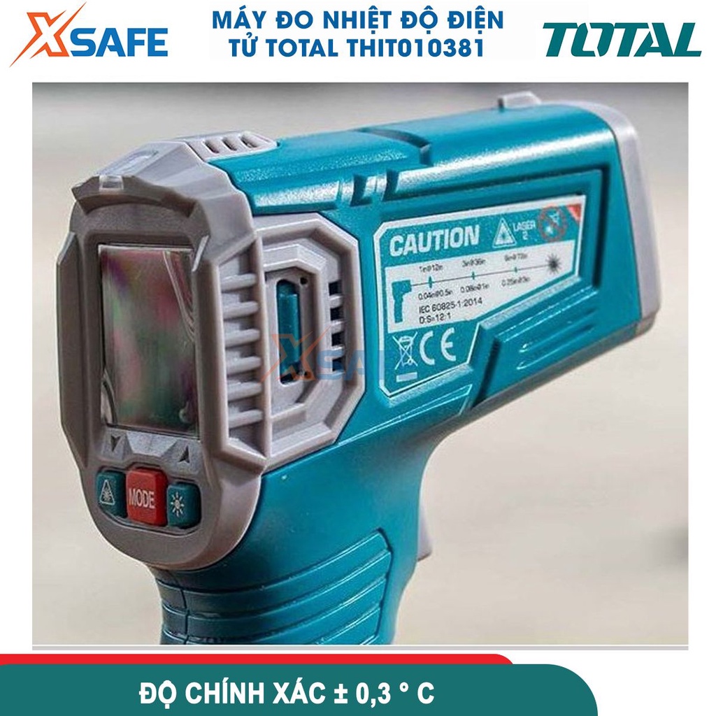 Máy đo nhiệt độ điện tử tia hồng ngoại Total THIT010381 | Sử dụng đo nhiệt độ từ xa, thời gian phản hồi 1 giây [XSAFE]