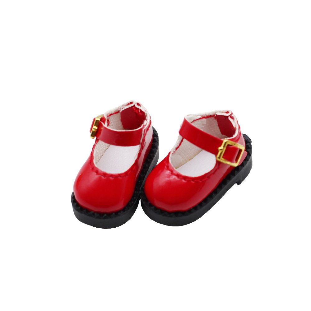 Giày búp bê nhỏ nhắn bằng da màu sáng có nút đơn thời trang diy dành cho ob11 1/ 12