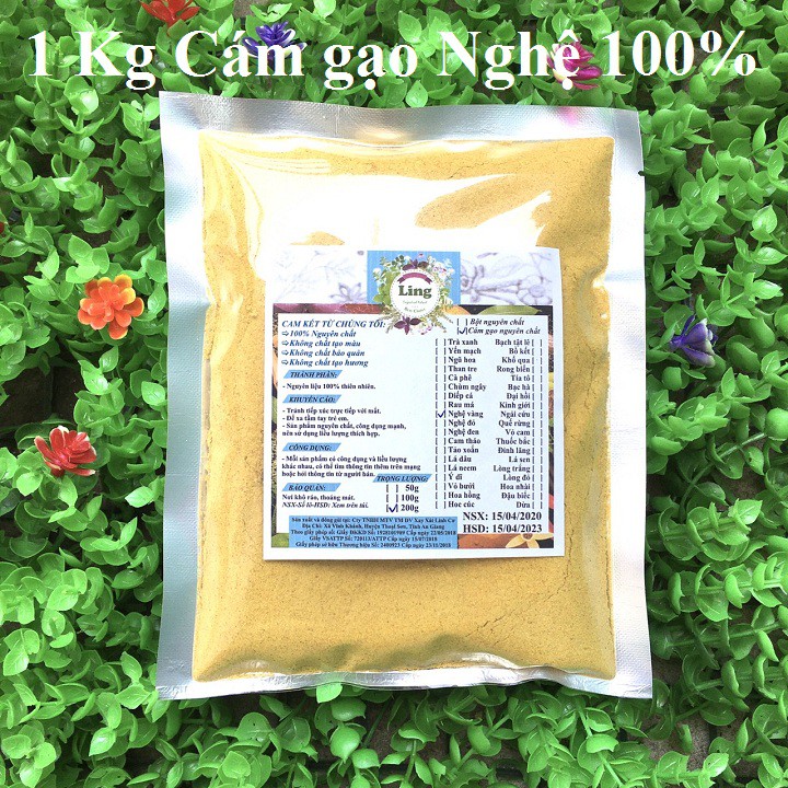 1 Kg Bột Cám gạo Nghệ có giấy VSATTP và ĐKKD nguyên chất thiên nhiên 100% dùng để đắp mặt đa công dụng