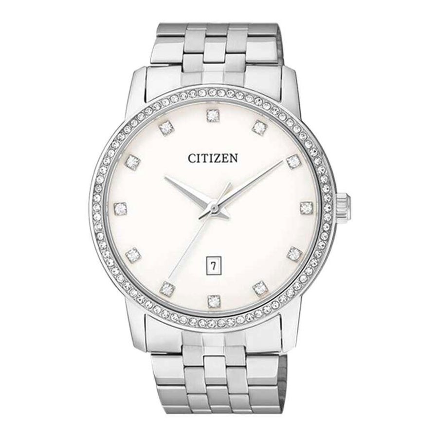 Đồng Hồ Citizen Nam Đính Đá Swarovski Dây Kim Loại Pin-Quartz BI5030-51A - Mặt Trắng (40mm)