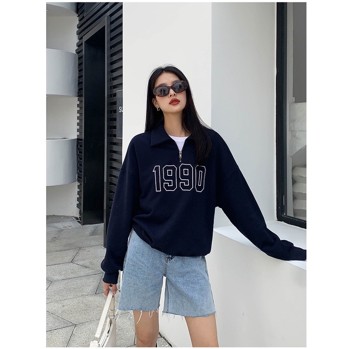 Áo Thun Nữ Dài Tay Cổ Bẻ Thời Trang Hàn | BigBuy360 - bigbuy360.vn