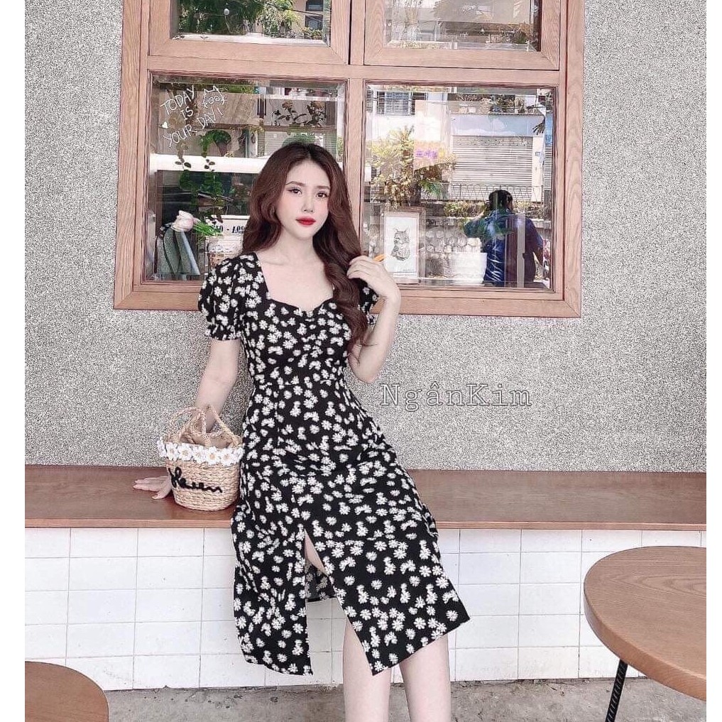 Đầm maxi cúc họa mi xẻ tà duyên dáng | BigBuy360 - bigbuy360.vn