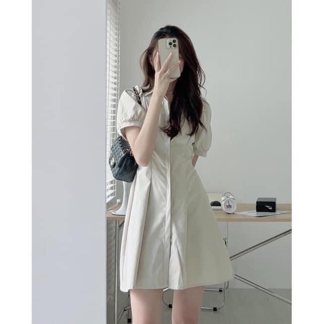 Váy Dáng Xòe Chất Kaki Mềm Cao Cấp Quảng CHâu Dáng Trơn - Đầm dự Tiệc Đi chơi Dáng Xòe Uzzlang Vintage