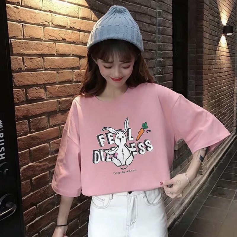 Áo Thun tay lỡ Unisex thỏ cà rót