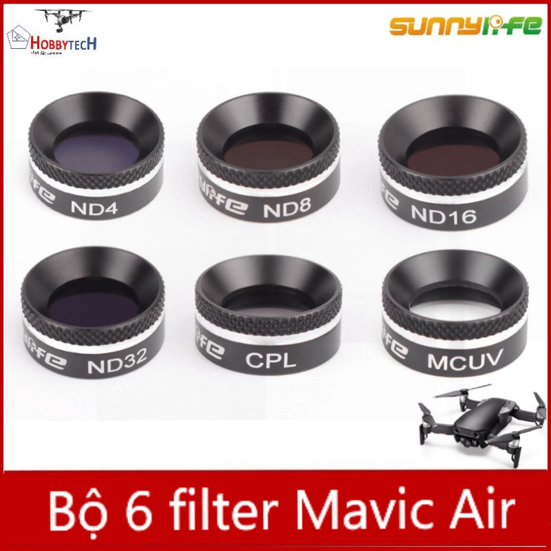 Combo 6 filter Mavic air - chính hãng sunnylife - ND4/8/16/32 + CPL + MCUV - 6 filter để sử dụng tùy trường hợp