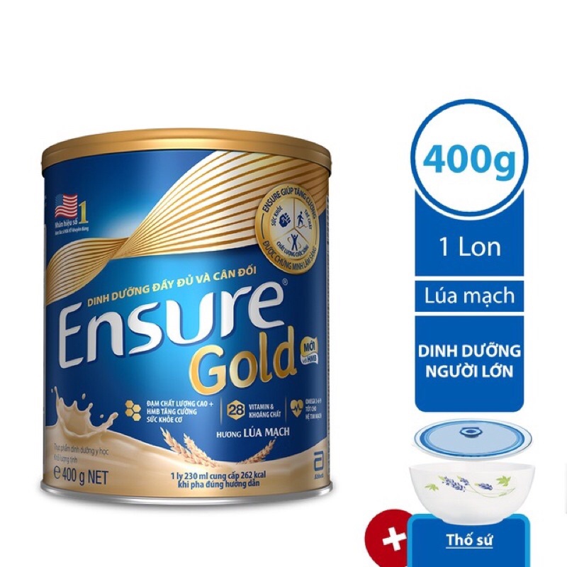 Sữa bột Ensure Abbott của Mỹ với hai kích cỡ (Lon 400g và lon 850g)