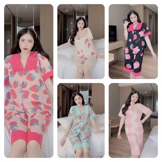 Bộ Đồ Pijama – Bộ Lụa Mango 2 lá tay cộc quần lửng [Hàng Đẹp, Lụa Mát Mịn]  Không Nhăn, Không Bai Giãn, Không Phai Màu