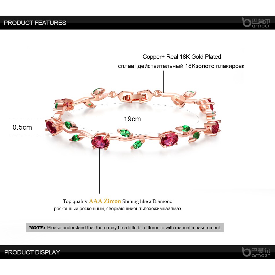 Bamoer Vòng đeo tay đính đá không phai màu kiểu dáng thời trang