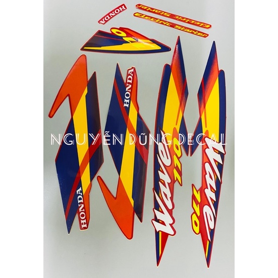 Nguyên bộ tem 3 lớp Wave Thái 110 màu đỏ đời 2000_ Nguyễn Dũng Decal