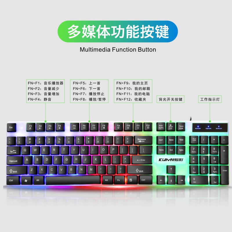 Bàn Phím Cơ Gaming Qwerty Kết Nối Bluetooth Không Dây Có Đèn Led Nền Phong Cách Punk