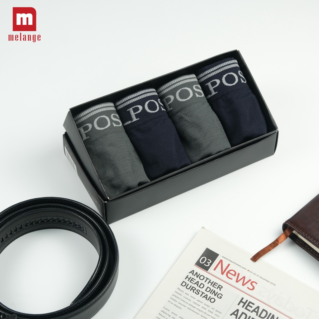 Hộp 4 Quần Lót, Sịp Nam Tam Giác Dệt Liền Siêu Co Giãn Posta - PA-01