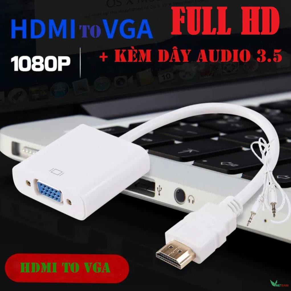 Cáp chuyển đổi HDMI sang VGA kèm dây audio 3.5-Bộ đầu chuyển cổng HDMI ra VGA ,dây máy chiếu -dc404