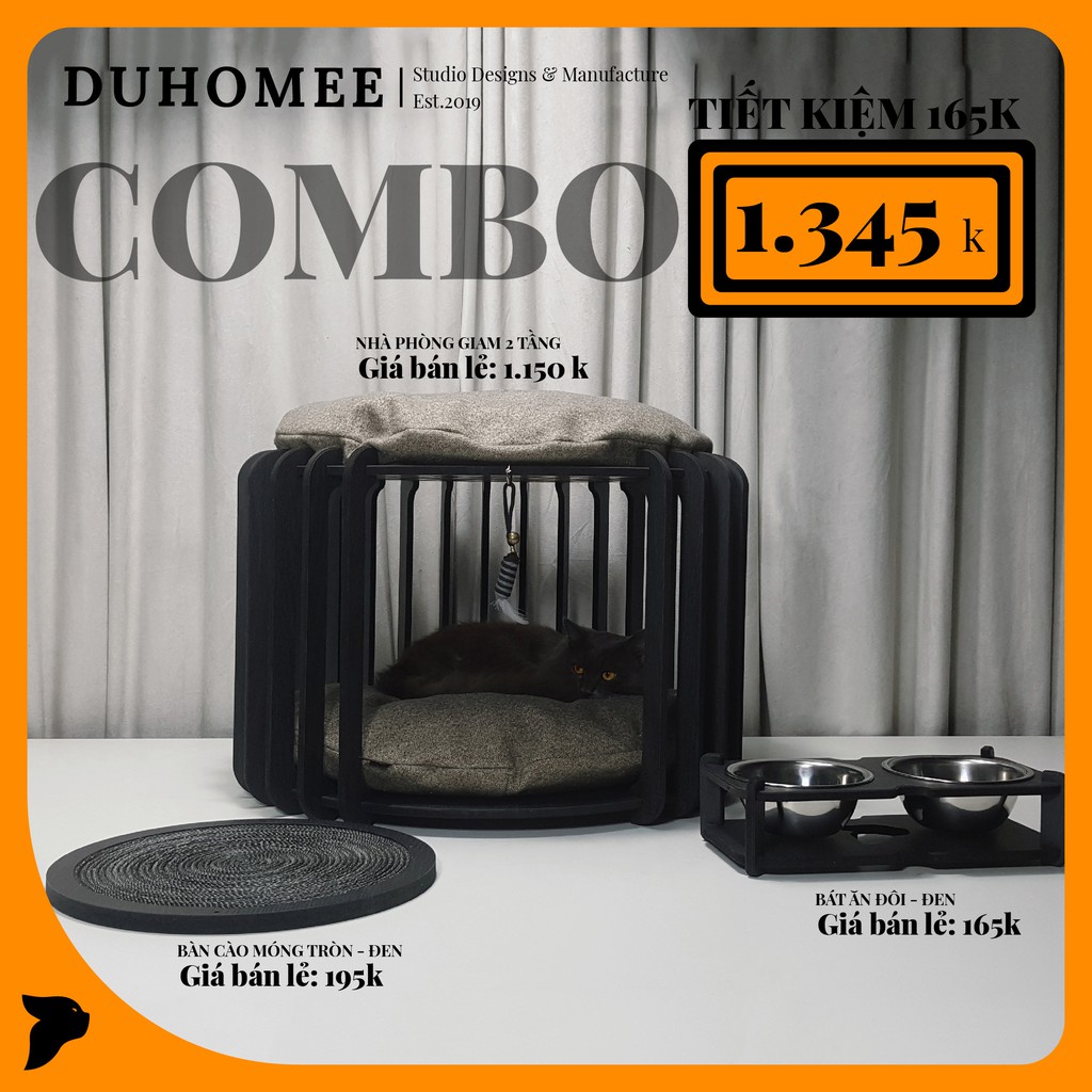 [COMBO KHUYẾN MÃI] Bộ sản phẩm nội thất thú cưng NHÀ GIAM 2 TẦNG - Cùng về nhà mới với Duhomee