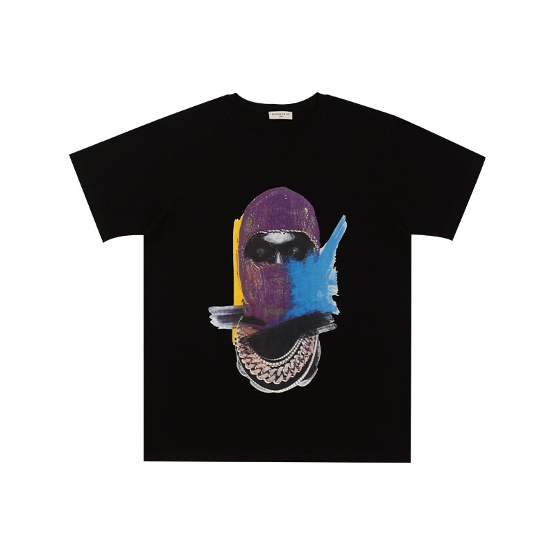 21ss Hip-Hop Kanye High Street Story Pearl Masked People Áo phông in hình Nam nữ Cặp đôi Cổ tròn Tay ngắn TEE