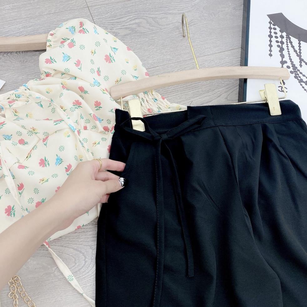[ 𝐅𝐑𝐄𝐄 𝐒𝐇𝐈𝐏 ]  SET BỘ HOA NHÍ CHUN TAY CỔ VUÔNG QUẦN ỐNG RỘNG