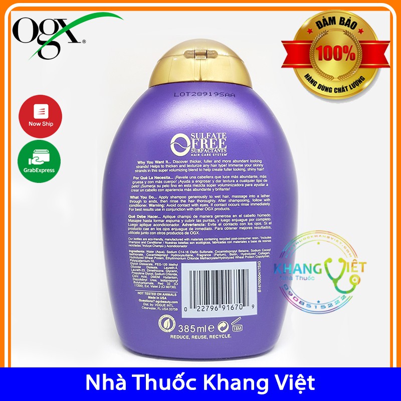 Biotin Shampoo  Dầu Gội Biotin &amp; Collagen - Thick &amp;Full Biotin Collagen 385ml - Thách Thức Tóc Gãy Rụng