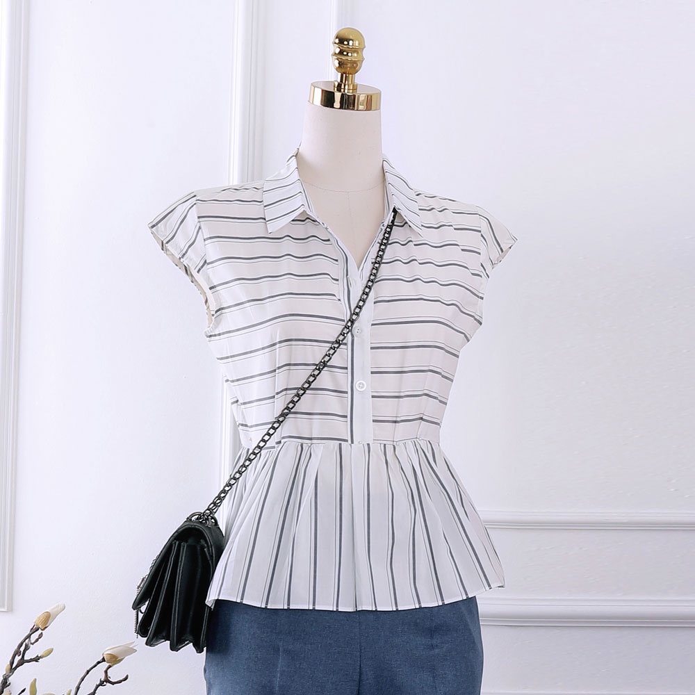 Áo sơ mi nữ tay bèo, chun eo nữ tính, vạt xòe, cổ nam châm, hàng thiết kế cao cấp TK Fashion - SMK764