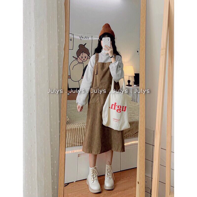 Váy Yếm Nhung Dài 2 Màu