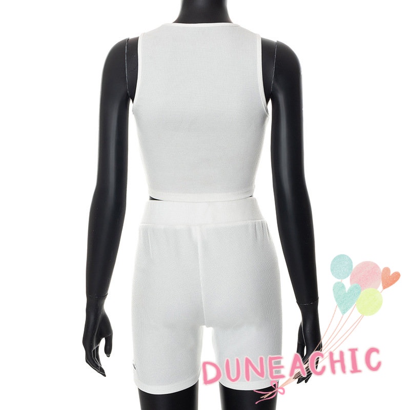 DUNEA Set Áo Tank Top + Quần Sọt Thể Thao Hoạ Tiết Chữ Thêu