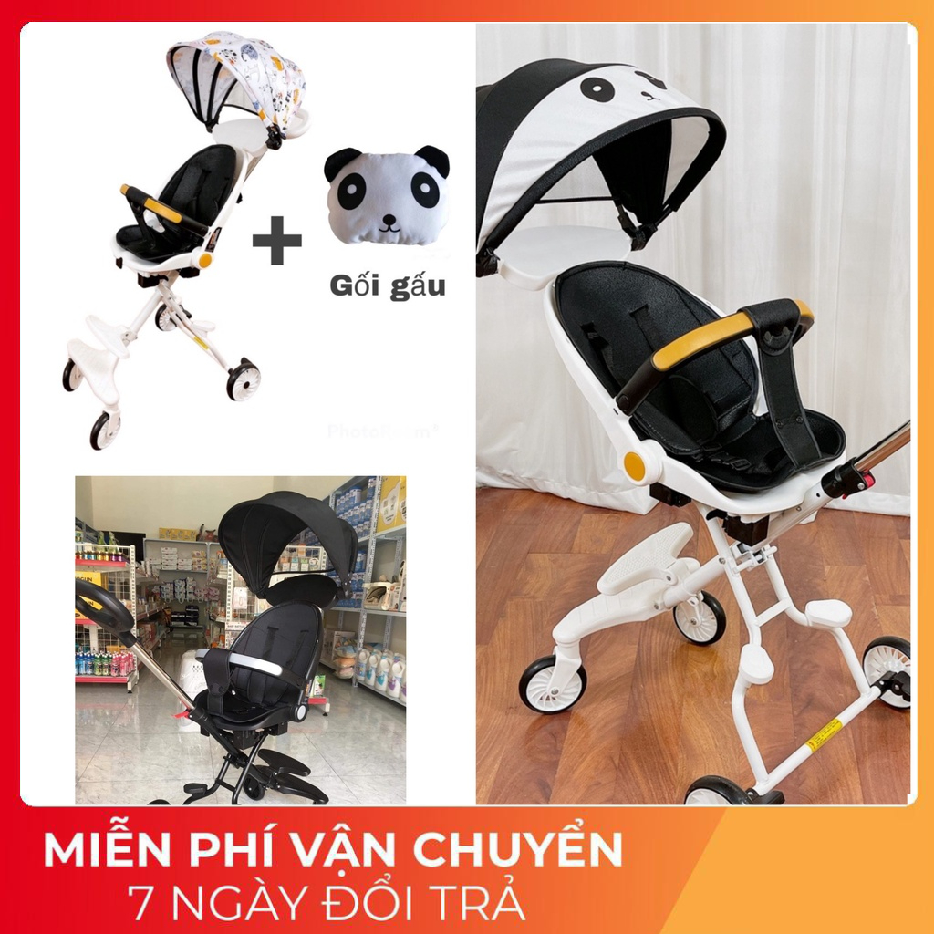 Xe đẩy cho bé, - NGẢ SÂU 360- Xe đẩy gấp gọn em bé đi du lịch, đi chơi siêu gọn nhẹ an toàn 4 bánh 2 chiềuVC