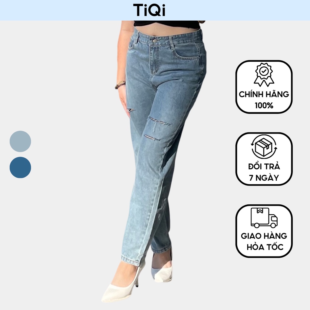 Quần baggy nữ big size vải jean cotton cao cấp lưng cao TiQi Jeans B3-2261