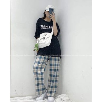 (FREESHIP)Quần vải kẻ caro