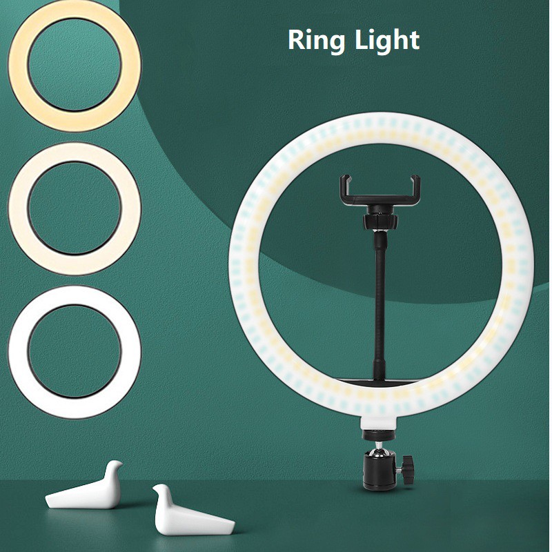 Vòng đèn selfie chụp ảnh LAMMCOU LED có giá đỡ ba chân và kẹp giữ điện thoại