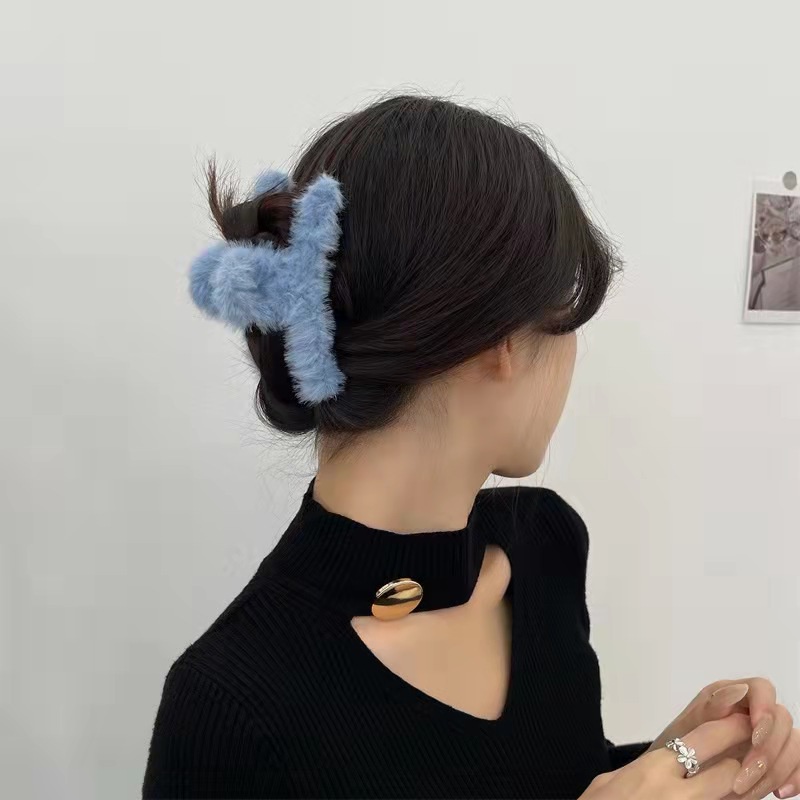 Kẹp Tóc Phủ Lông Lưng Phong Cách Hàn Quốc Đơn Giản Dành Cho Nữ