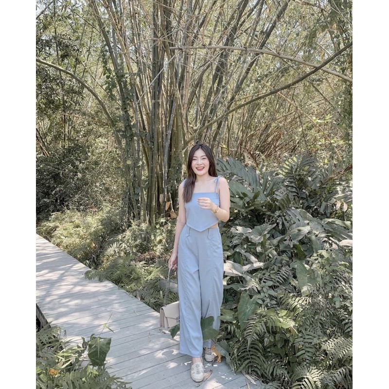 SET ÁO XANH 2D CROP QUẦN SUÔNG | BigBuy360 - bigbuy360.vn