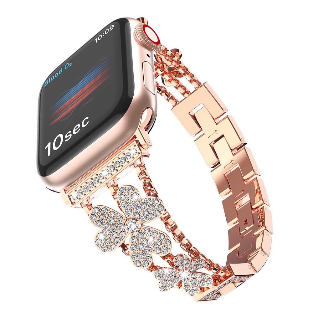 Dây Đeo Đồng Hồ Bằng Thép Đính Kim Cương Giả Cho Apple Watch 49mm 42mm 38mm40mm 44mm IWatch 8 7 6 SE 5 4