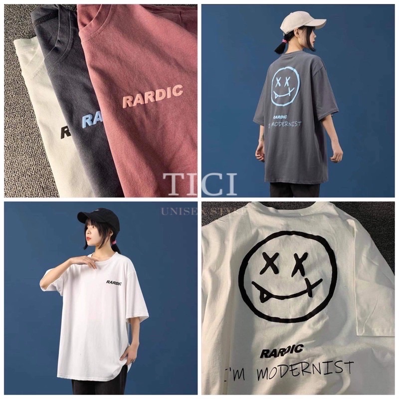 Áo Thun Unisex ❤Áo Thun Tay Lỡ RARDIC form rộng Nam/Nữ Ulzzang Unisex Màu TRẮNG/ĐEN/HỒNG/XANH XÁM❤️