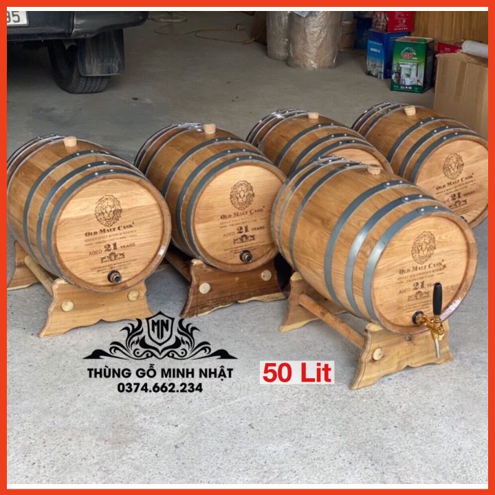 Thùng ngâm rượu gỗ sồi 50 lít, thùng đựng rượu gỗ sồi kèm vòi mạ crom