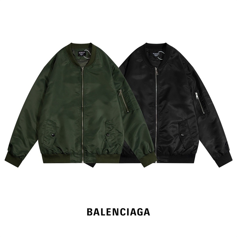 Balenc * Áo Khoác bomber Dây Kéo Đôi Thiết Kế Hai Lớp Màu laser Thiết Kế Không Đều Thời Trang Đườ