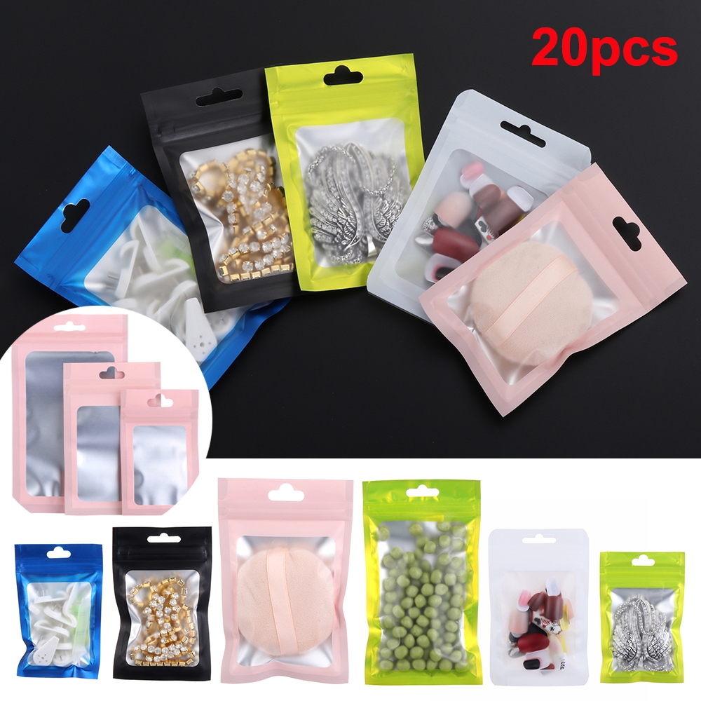 Set 20 túi zipper lõi nhôm màu sắc chống thấm nước đựng đồ tiện lợi