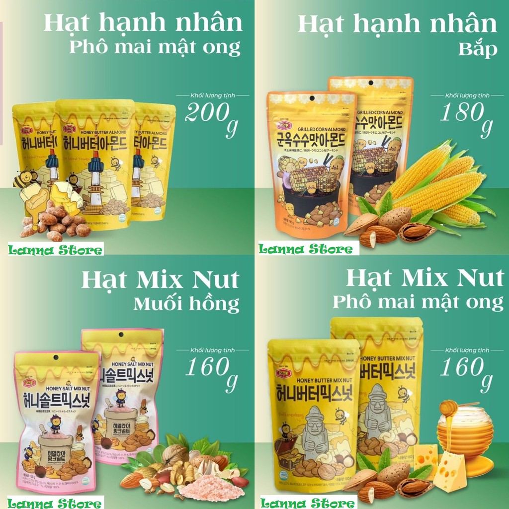 Hạnh nhân tẩm bơ mật ong / bắp / hạt tổng hợp mix nut muối hồng / phô mai mật ong Murgerbon gói 200g - Hàn Quốc | BigBuy360 - bigbuy360.vn