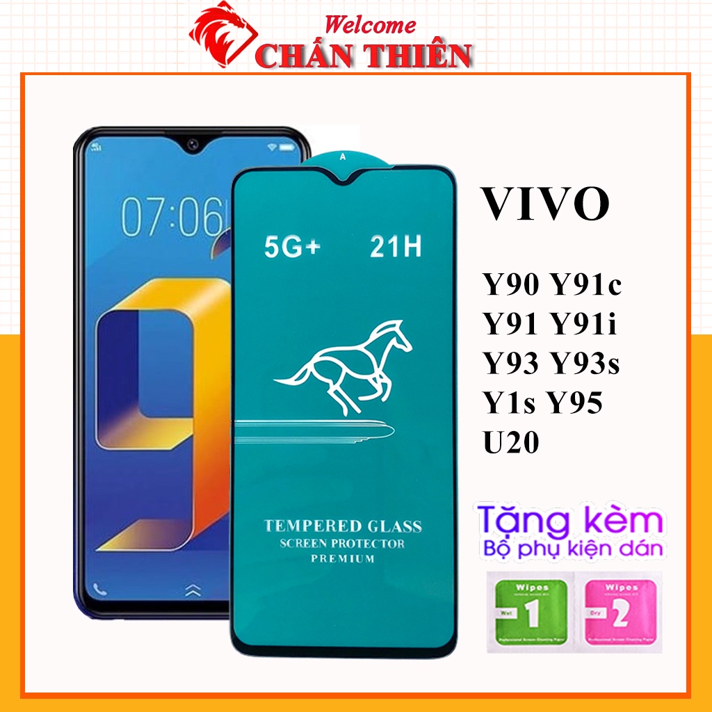 Kính cường lực vivo Y90 Y91c Y91 Y91i Y93 Y93s Y1s Y95 U20 full màn OG xanh cao cấp tặng kèm khăn lau màn hình [OG]