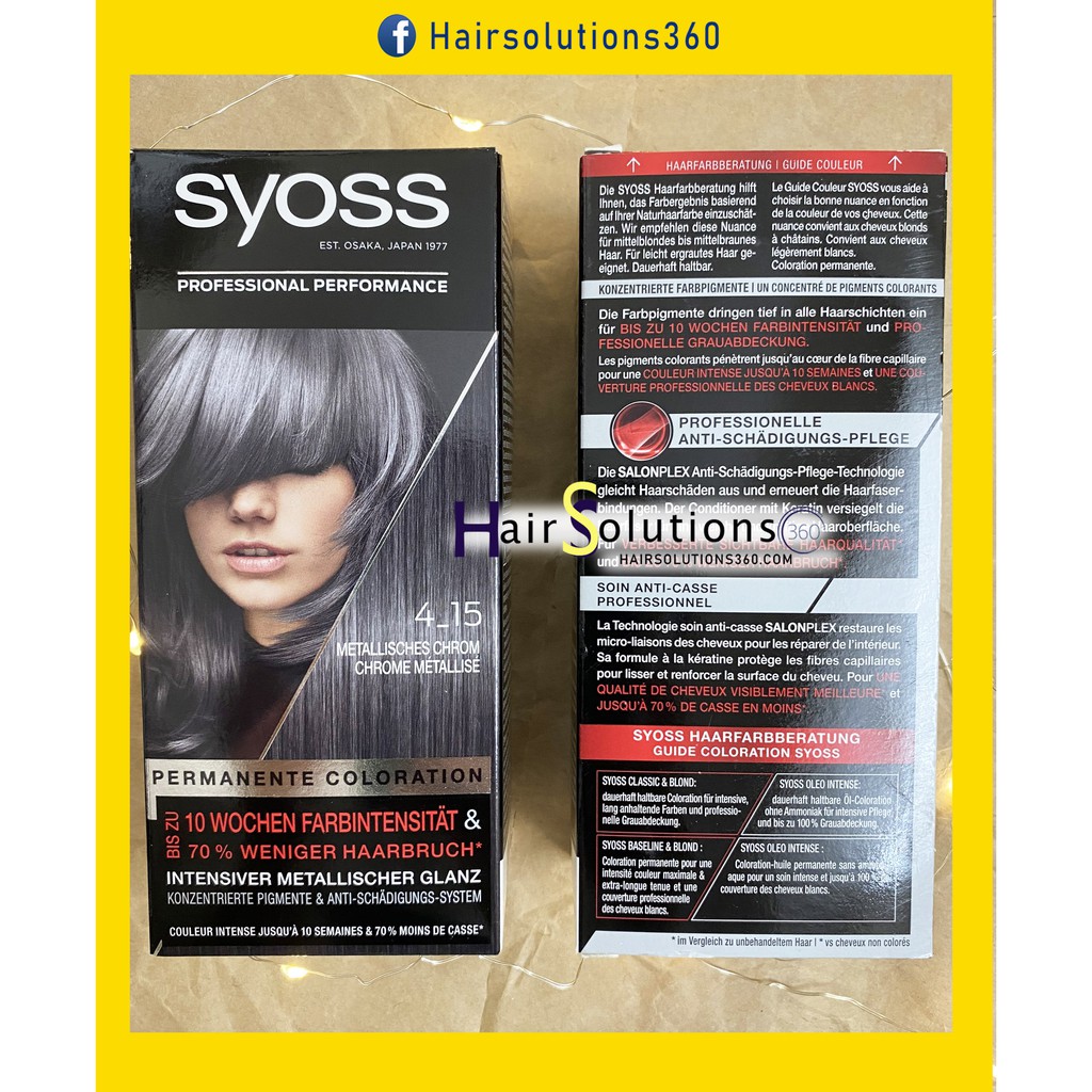 Thuốc nhuộm tóc màu xám khói SYOSS 4-15 Đức - Hairsolutions360