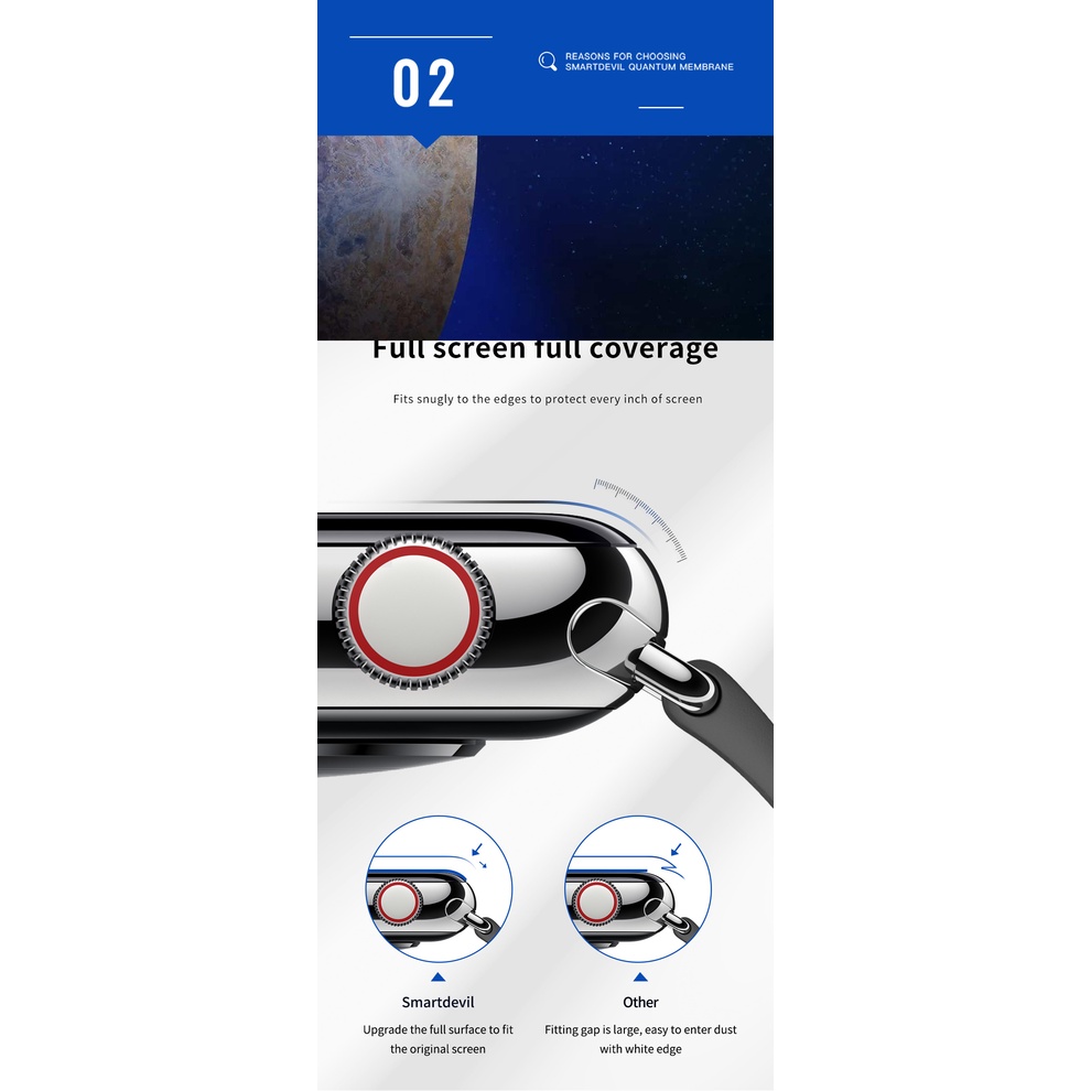 SmartDevil Kính cường lực SMARTDEVIL toàn màn hình thích hợp cho đồng hồ thông minh Apple watch 7 6 SE 5 4 41MM 45MM