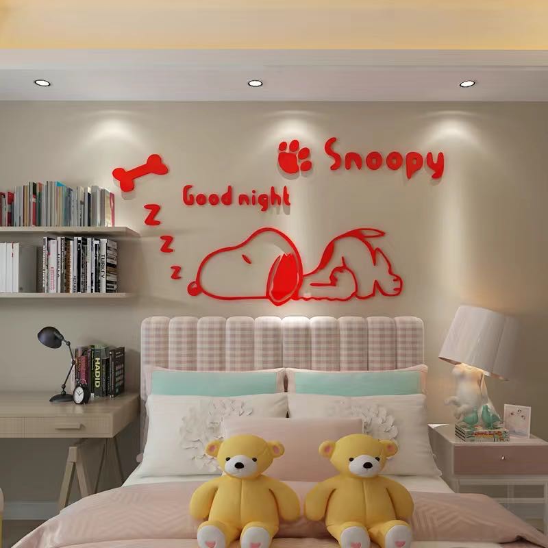 Sticker dán tường trang trí hình cún Snoopy 3D đáng yêu cho phòng trẻ em