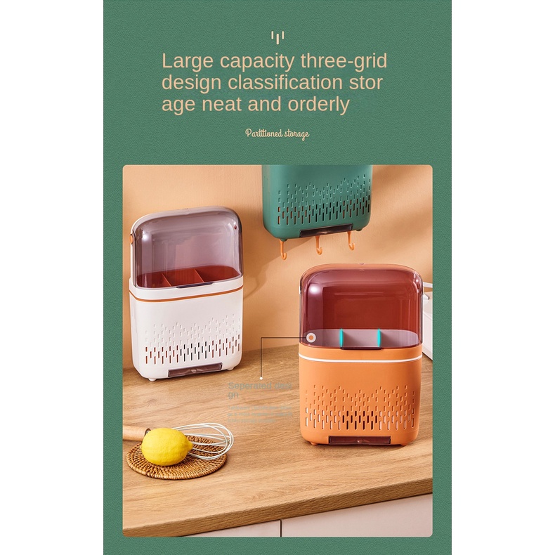 Giá Đỡ Đũa Muỗng Hai Tầng Bằng Nhựa Gắn Tường Không Đục Lỗ Đa Năng Cho Nhà Bếp