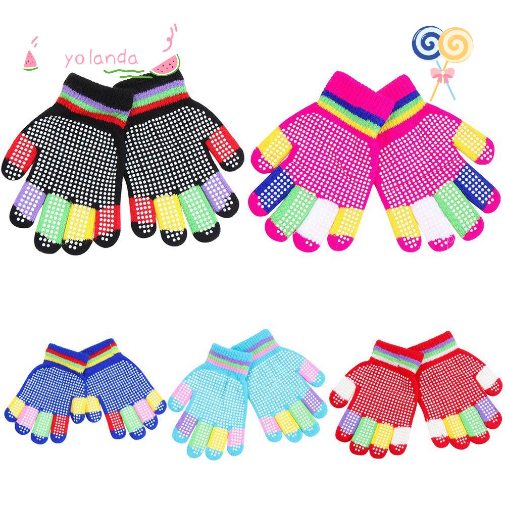 Găng Tay Dệt Kim Acrylic Màu Sắc Ngọt Ngào Thời Trang Mùa Đông Cho Bé