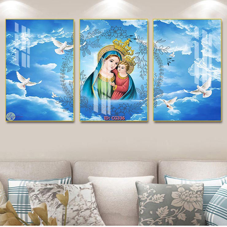 [BachDuong Art]Bộ 3 Bức Tranh Công Giáo In Canvas Treo Tường-Chúa Thương Xót, Chúa Giesu, Đức Mẹ Maria Mục 4