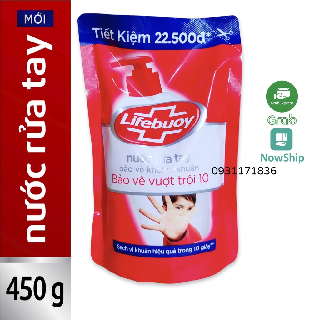 LIFEBUOY NƯỚC RỬA TAY DẠNG TÚI 450G đỏ Bảo Vệ Vượt Trội 450 g