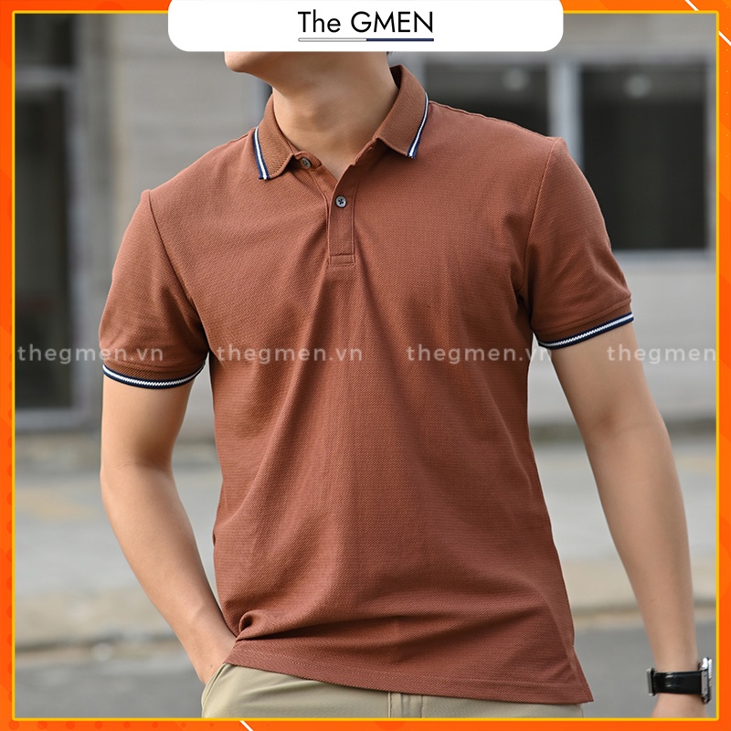 [Giảm 10% Mã SKMLTSM12] Áo Polo nam The GMEN Active Polo Shirt bề mặt dệt hạt gao, chất liệu 100% cotton, chuẩn form