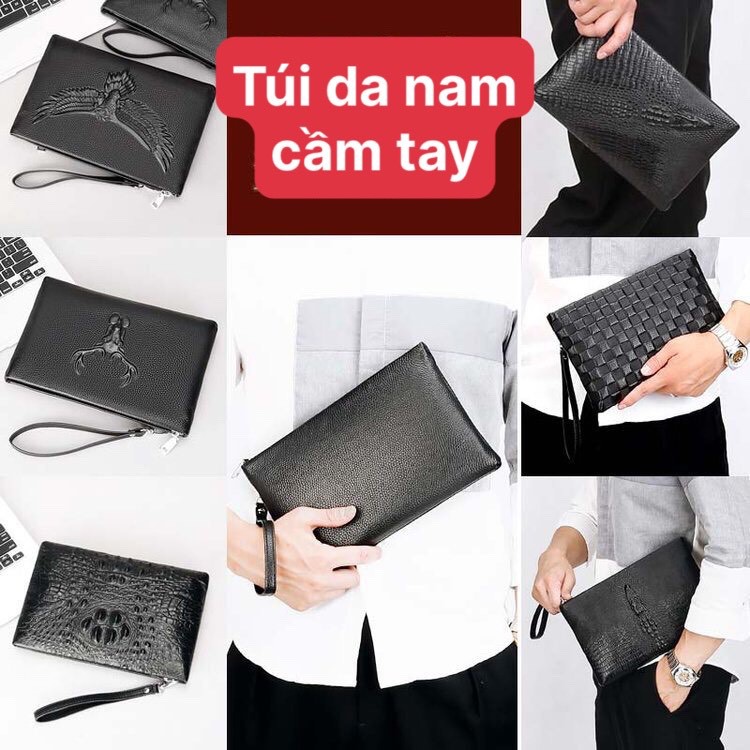 Túi cầm tay nam da bò cao cấp - Túi Clutch nam sang chảnh (Hàng có sẵn)