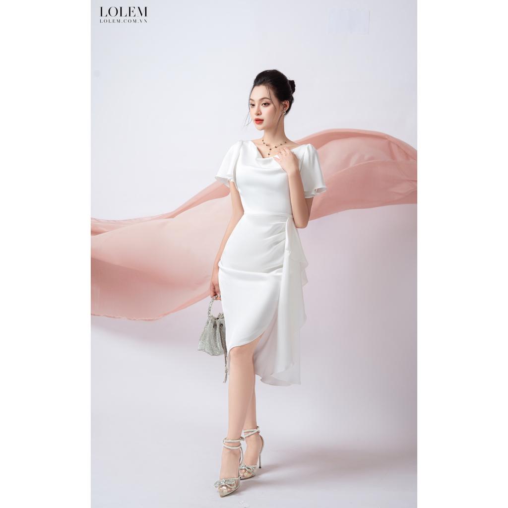 Đầm body dài LOLEM DO228 thiết kế form xếp ly che bụng chất lụa satin mềm mại