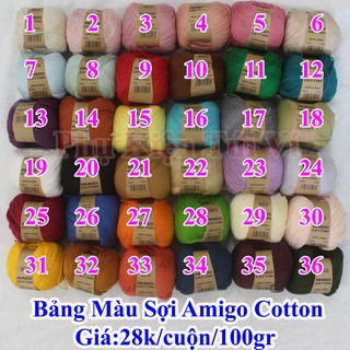Sợi Amigo 100% Cotton 28k/c (Màu 21-36)