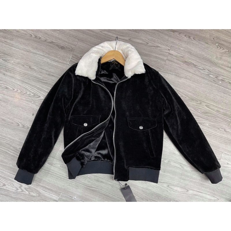 Áo Khoác nhung tuyết cổ lông